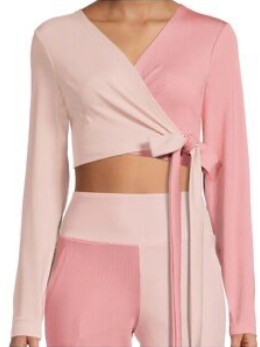 Avia Two-Tone Pink Wrap Crop Top